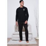 Buratti Ekoseli Regular Fit Yüksek Bel Cepli Bisiklet Yaka Erkek Pijama Takımı 6574002 SİYAH-SİYAH