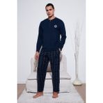 Buratti Ekoseli Yumuşak Dokulu Regular Fit Uzun Kollu Pijama Takımı Erkek Pijama Takımı 609611030 - Lacivert