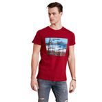 BURATTI Erkek Bisiklet Yaka, Baskılı, Slim Fit T-Shirt, Kırmızı, S