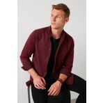 Buratti Erkek Bordo Pamuklu Düğmeli Yaka Uzun Kollu Oduncu Gömlek CF21W112238