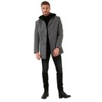 Buratti Erkek Kapüşonlu Kaşe Kaban, Slim Fit, Gri, 2XL