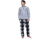 Buratti Erkek Pijama Takımı, Bisiklet Yaka, Uzun Kol, Polar, Ekose Desen, Bordo, M Beden