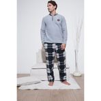 Buratti Erkek Pijama Takımı, Regular Fit, Bisiklet Yaka, Polar, Uzun Kol, Gri, M Beden