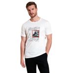 BURATTI Erkek Slim Fit Bisiklet Yaka Baskılı T-Shirt, Ekru, S