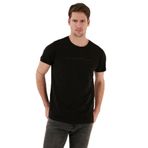 BURATTI Erkek Slim Fit Bisiklet Yaka Baskılı T-Shirt, Kısa Kollu, Siyah, S