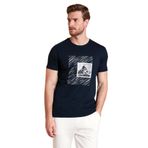 BURATTI Erkek Slim Fit Bisiklet Yaka Baskılı T-Shirt, Lacivert, S