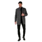 Buratti Erkek Slim Fit Dik Yaka, Kırçıllı Kaşe Kaban, Siyah, M Beden