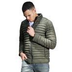 Buratti Erkek Slim Fit Dik Yaka Şişme Mont, Su İtici, Haki, M Beden