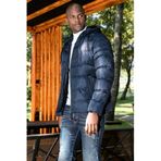 Buratti Erkek Slim Fit Kapüşonlu Şişme Mont, Peluş Astarlı, Fermuarlı, Lacivert, M Beden