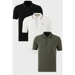 BURATTI Erkek Slim Fit Polo Yaka Kısa Kollu T-Shirt, 3'lü Paket, Siyah, S