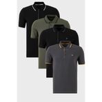 BURATTI Erkek Slim Fit Polo Yaka, Kısa Kollu T-Shirt, 4'lü Paket, Çok Renkli, S Beden