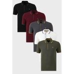 BURATTI Erkek Slim Fit Polo Yaka, Kısa Kollu T-Shirt, 5'li Paket, Çok Renkli, S Beden