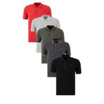 BURATTI Erkek Slim Fit Polo Yaka T-Shirt, Pamuklu, Şerit Detaylı, 5'li Paket, Çok Renkli, S