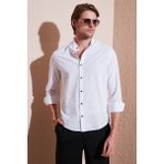 Buratti Keten Görünümlü Pamuklu Regular Fit Hakim Yaka Gömlek Erkek Gömlek CF25S112637 - 2XL - Beyaz