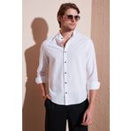 Buratti Keten Görünümlü Pamuklu Regular Fit Hakim Yaka Gömlek Erkek GÖMLEK CF25S112637