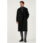 Buratti Loose Fit Kruvaze Yaka Uzun Astarlı Kaşe Erkek Kaban 681003 Siyah