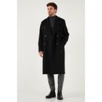 Buratti Loose Fit Kruvaze Yaka Uzun Astarlı Kaşe Kaban Erkek Kaban 681003 - Siyah