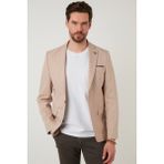 Buratti Nipoye Bej Regular Fit 6 Drop Tek Yırtmaçlı Blazer Erkek Ceket