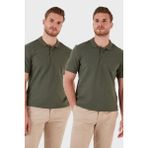 Buratti Okul Kıyafeti Pamuk Regular Fit Düğmeli 2'li Paket Erkek Polo Yaka T Shirt 5902127S2 Haki-Haki