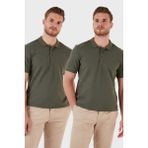 Buratti Okul Kıyafeti Pamuk Regular Fit Düğmeli 2'li Paket Polo Yaka T Shirt Erkek Polo Yaka T Shirt 5902127S2 - Haki - Haki