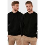 Buratti Okul Kıyafeti Regular Fit Bisiklet Yaka Şardonlu 2'li Paket Erkek Sweat 5905255S2 SİYAH-SİYAH