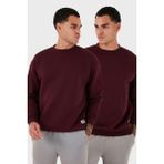 Buratti Okul Kıyafeti Regular Fit Bisiklet Yaka Şardonlu 2'li Paket Sweat Erkek Sweat 5905255S2 - Vişne