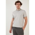 Buratti Pamuk Karışımlı Desenli Slim Fit Polo T Shirt Erkek Polo T Shirt 646B3250 - Gri