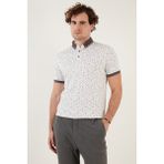 Buratti Pamuk Karışımlı Desenli Slim Fit Polo T Shirt Erkek T Shirt 646B3270 - Beyaz