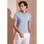Buratti Pamuk Karışımlı Desenli Slim Fit Polo T Shirt Erkek T Shirt 646B3270 - XL - Açık Mavi