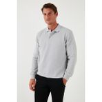 Buratti Pamuk Karışımlı Regular Fit Polo Yaka Kazak Erkek Kazak 456223 - 2XL - Açık Gri