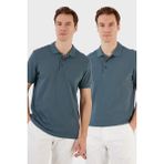 Buratti Pamuk Regular Fit Düğmeli 2'li Paket Polo Yaka T Shirt Erkek POLO YAKA T SHİRT 5902127S2 - Petrol - XL