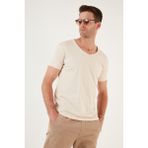 Buratti Pamuk Slim Fit V Yaka Basic T Shirt Erkek T Shirt 5412001 - Bej