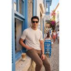 Buratti Pamuklu Çizgili Cep Detaylı Bisiklet Yaka T Shirt Erkek T Shirt 5904057 - Vizon - 2XL