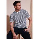Buratti Pamuklu Çizgili Regular Fit Bisiklet Yaka T Shirt Erkek T Shirt 5903005 - 2XL - İndigo