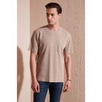 Buratti Pamuklu Rahat Kesim Tek Cepli Bisiklet Yaka T Shirt Erkek T Shirt 5902642 - XL - Taş