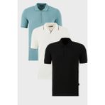 Buratti Pamuklu Regular Fit 3'lü Paket Polo Yaka T Shirt Erkek Polo Yaka T Shirt 59029641527S3 - Beyaz - Siyah - Mavi