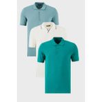 Buratti Pamuklu Regular Fit 3'lü Paket Polo Yaka T Shirt Erkek Polo Yaka T Shirt 59029641527S3 - Beyaz - Yeşil - Mavi