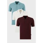 Buratti Pamuklu Regular Fit 3'lü Paket Polo Yaka T Shirt Erkek Polo Yaka T Shirt 59029641527S3 - Bordo - Mavi - Beyaz - 2XL