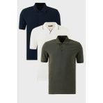 Buratti Pamuklu Regular Fit 3'lü Paket Polo Yaka T Shirt Erkek Polo Yaka T Shirt 59029641827S3 - 2XL - Beyaz - Lacivert - Bordo