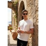 Buratti Pamuklu Regular Fit Bisiklet Yaka T Shirt Erkek T Shirt 5904063 - Ekru - 2XL