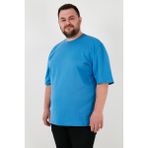 Buratti Pamuklu Regular Fit Büyük Beden T Shirt Erkek T Shirt 5902365B - Mavi - 3XL