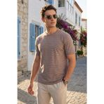 Buratti Pamuklu Regular Fit Çizgili Bisiklet Yaka Erkek T Shirt 5904030 KAHVE