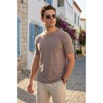 Buratti Pamuklu Regular Fit Çizgili Bisiklet Yaka T Shirt Erkek T Shirt 5904030 - Kahve