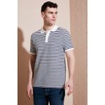 Buratti Pamuklu Regular Fit Çizgili Polo Yaka T Shirt Erkek Polo Yaka T Shirt 5903009 - İndigo - 2XL