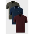 Buratti Pamuklu Regular Fit Düğmeli Polo Yaka 3'lü Paket T Shirt Erkek T Shirt 590211827S3 - Bordo - Indigo