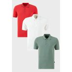 Buratti Pamuklu Regular Fit Düğmeli Polo Yaka 3'lü Paket T Shirt Erkek T Shirt 590211827S3 - Kırmızı - Beyaz - Yeşil