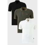 Buratti Pamuklu Regular Fit Düğmeli Polo Yaka 3'lü Paket T Shirt Erkek T Shirt 590211827S3 - Siyah - Beyaz - Haki - XL