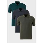 Buratti Pamuklu Regular Fit Düğmeli Polo Yaka 3'lü Paket T Shirt Erkek T Shirt 5902127S3 - Açık Yeşil - Koyu Yeşil