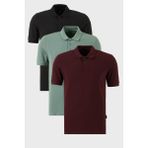 Buratti Pamuklu Regular Fit Düğmeli Polo Yaka 3'lü Paket T Shirt Erkek T Shirt 5902127S3 - Açık Yeşil - Siyah