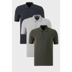 Buratti Pamuklu Regular Fit Düğmeli Polo Yaka 3'lü Paket T Shirt Erkek T Shirt 5902127S3 - Antrasit - Gri - Yeşil